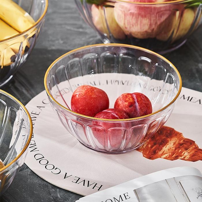 jhiw- Kumada Mangkok Besar Bahan Pet Plastik Model Kaca Motif Bublle Premium Quality