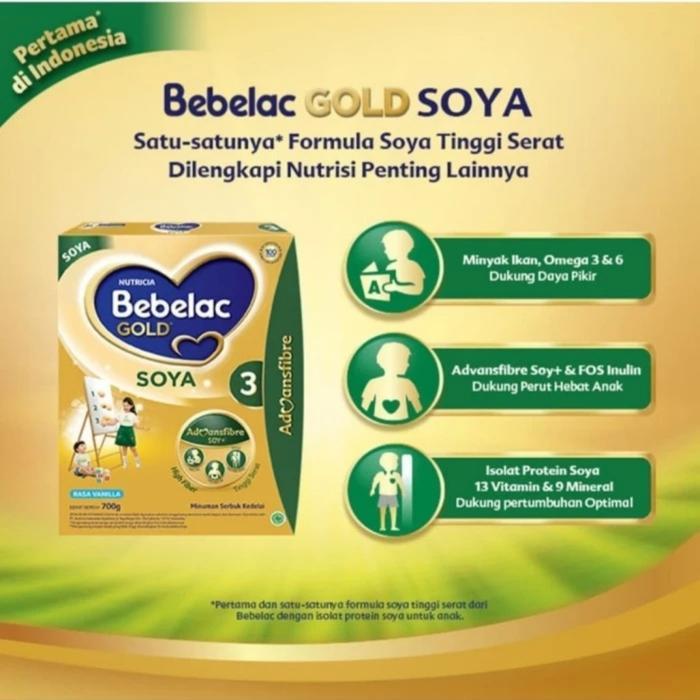 Sedia Bebelac Gold Soya 3 700gr Vanila Susu Pertumbuhan anak 1-5 tahun
