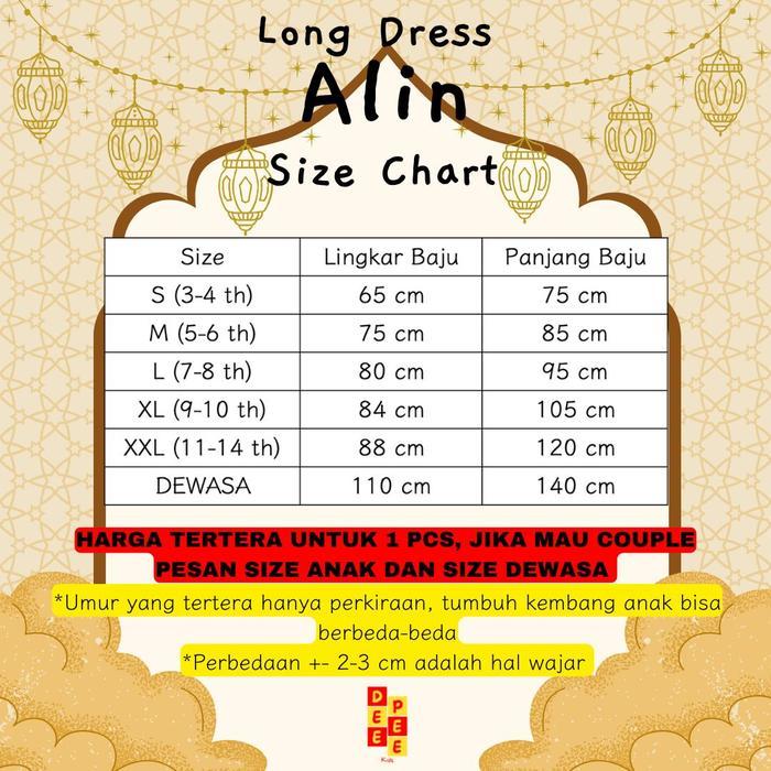 ec9o- Alin Dress, Gaun Pesta Anak Perempuan Muslimah 3-14 Tahun Bahan Cavali Dan Brukat By