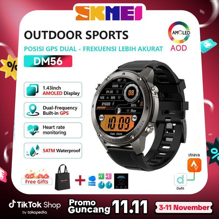 SKMEI DM56 Smartwatch GPS Map AOD Amoled smartwatch 5ATM Waterproof Compass Altitude Air Pressure