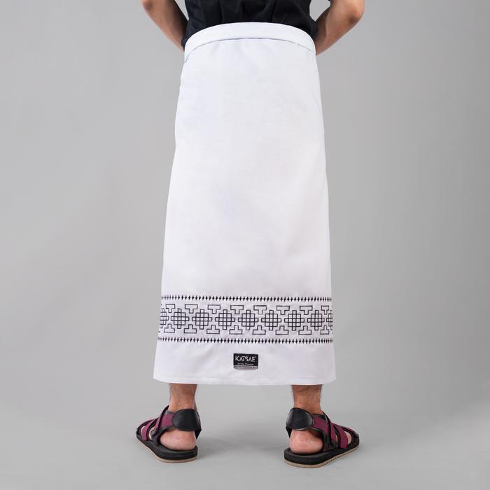 TERMURAH KATSAE Sarung Bordir Motif Mozaik Embroidery Timbul Sarung Pria Dewasa Warna Putih Sarung
