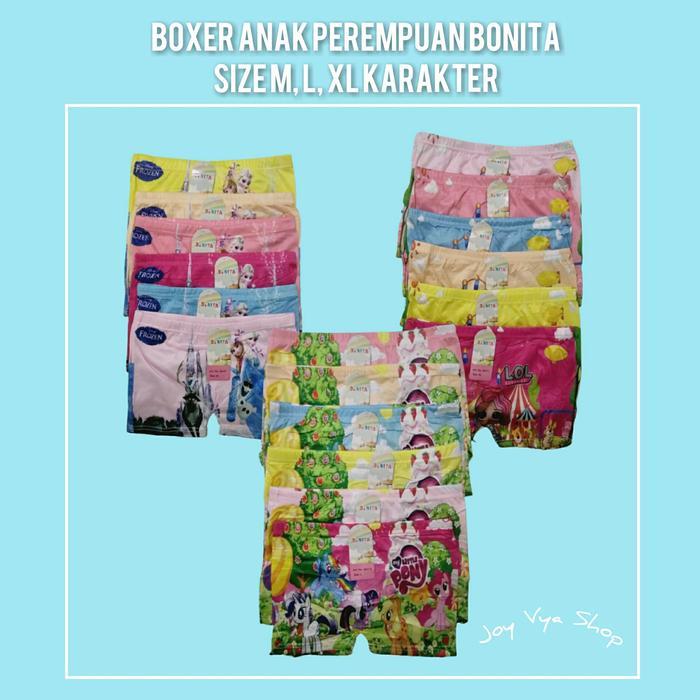 (NYAMAN) MMN CELANA DALAM BOXER ANAK PEREMPUAN / CEWEK BONITA KARAKTER BAHAN LEMBUT BREATHABLE DAN