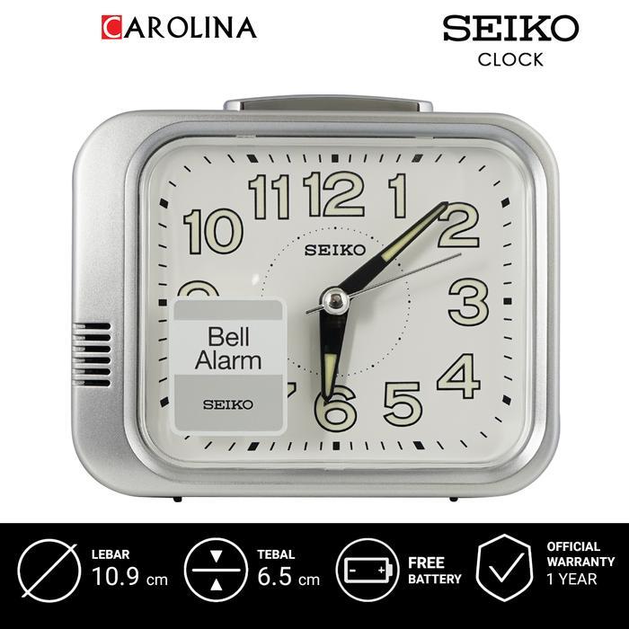 Jam Beker SEIKO Analog QHK028S Quiet Sweep Silver Color White Dial Weker