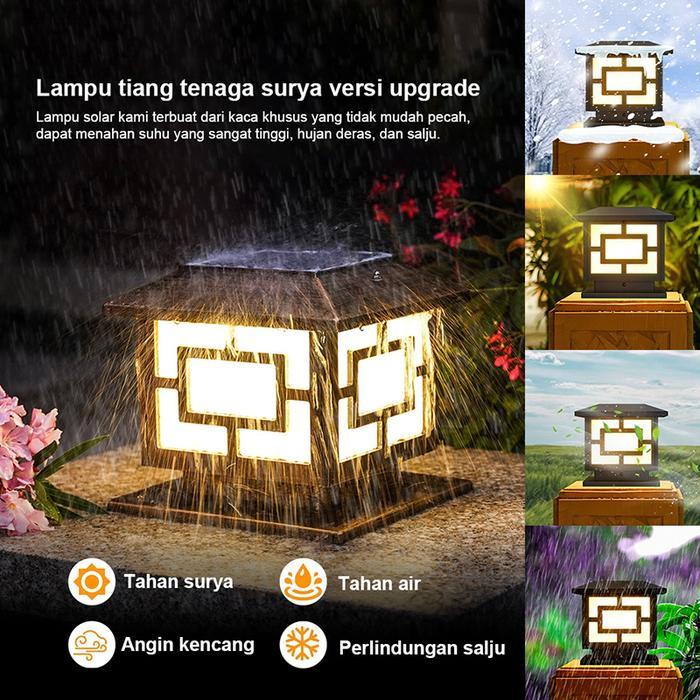 Lampu Pilar Pagar Dekorasi Taman Bingkai Lampu Pagar 4 Warna Lampu Tiang Tenaga Surya Lampu Taman