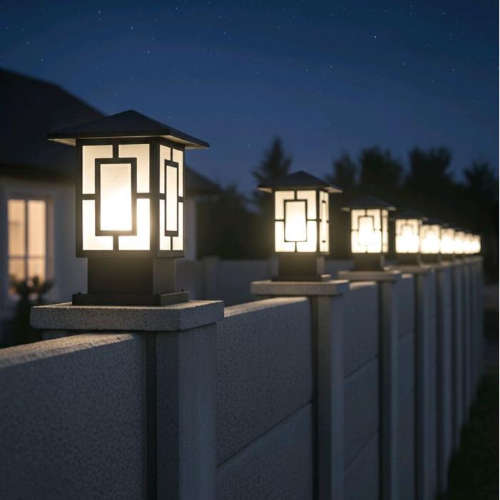 Lampu Pilar Taman Minimalis Kaca Outdoor - Kap Lampu Pagar Hias Pilar Rumah Minimalis - 05