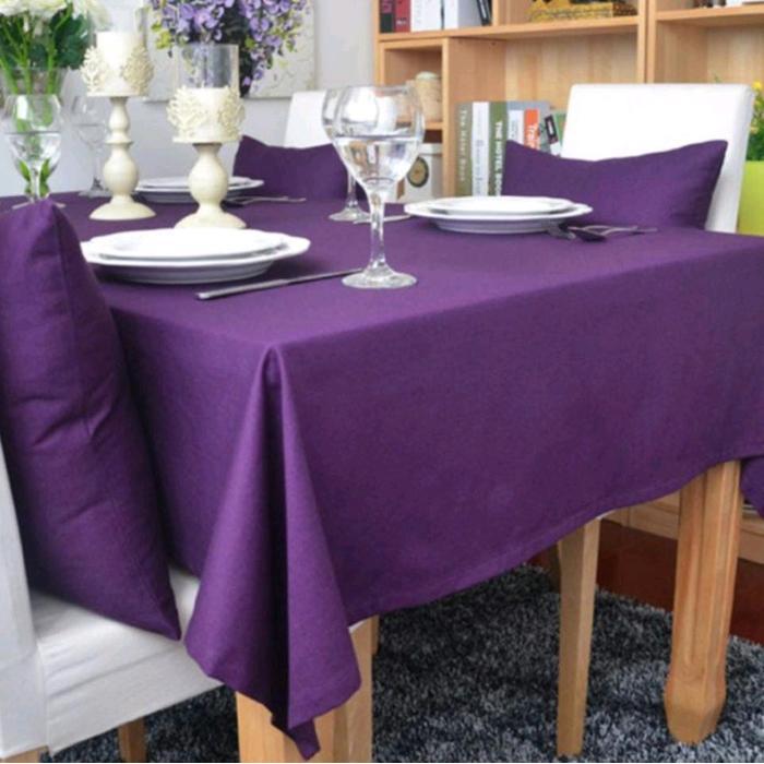 Taplak meja polos ungu bahan katun aneka ukuran Taplak Meja Dekorasi Katun Kain
