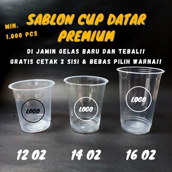 Sablon Gelas Cup Plastik Datar Tebal - PP Cup