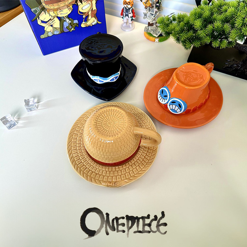 Anime One Piece Ceramic Cup Classics Dopamine Coffee Cup Cartoon Creative Hat Style Mug Anime