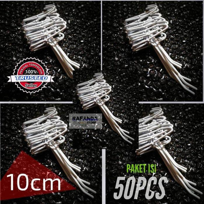 merdeka (paket 50pcs) single ram 10cm cantolan kawat ram aksesoris gantungan konter hp pajangan toko