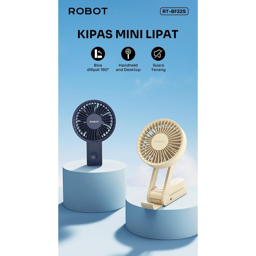 [Voucher] Robot RT-BF22S Portable Mini Fan 2000mAH Kipas Angin Mini Stand Phone Holder (New Upgrade