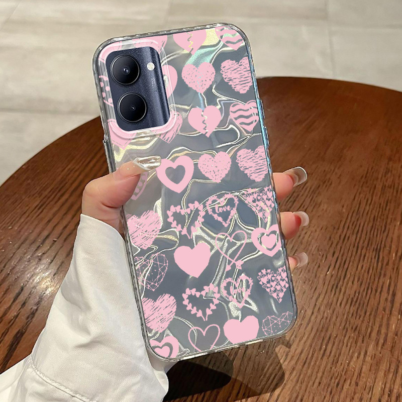 Casing Hp Realme C33 Case Hati Merah Muda Watery Lovely Gradiant Laser  Kesing Kasing Cesing Silikon