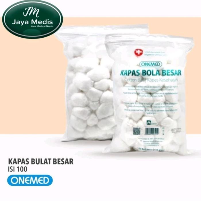 DISKON KASA BOLA BESAR COTTON BALL ONEMED 1 PACK ISI 100 BALL