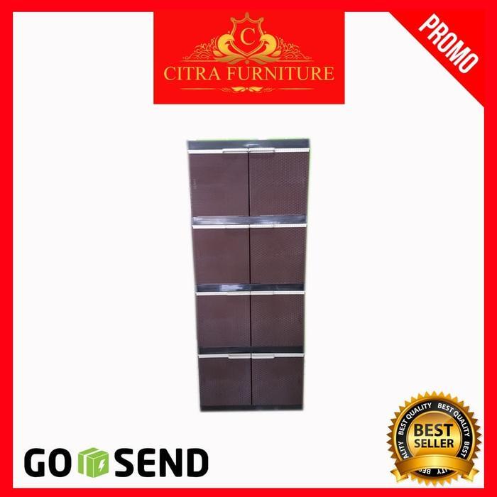 LEMARI PLASTIK LEMARI PAKAIAN JUMBO FULL ROTAN - 4 SUSUN