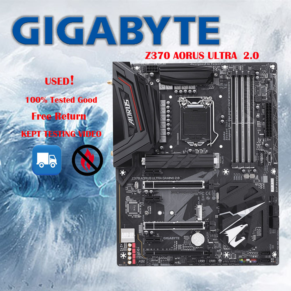 Used Gigabyte Z370 AORUS ULTRA 2.0 Gaming Motherboard With RGB Fusion With Intel LGA1151 ATX 2xM.2 C