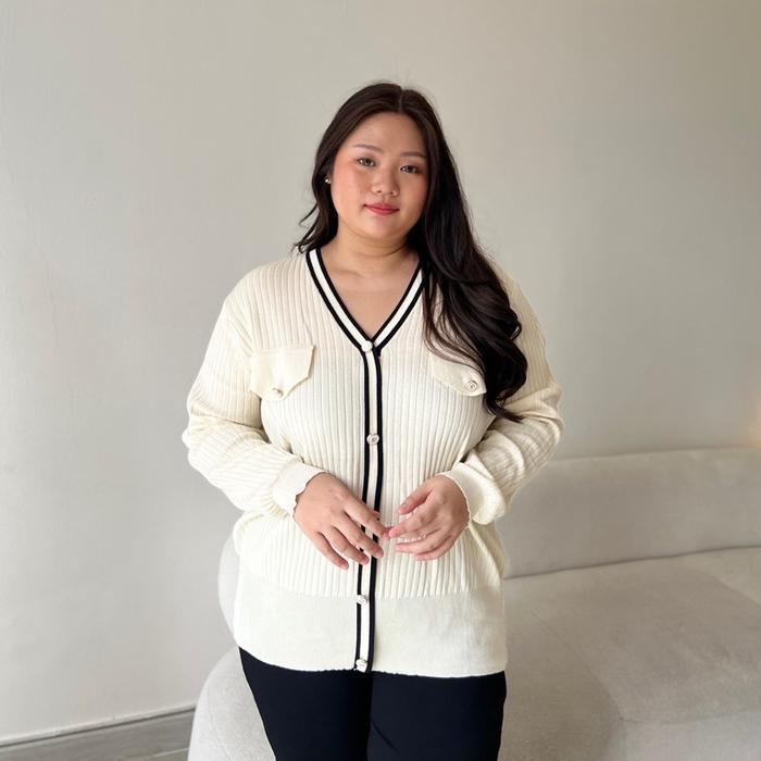 93fd- Posie Knit Top Lengan Panjang / Sweater Jumbo Kancing/ Sweater Bigsize