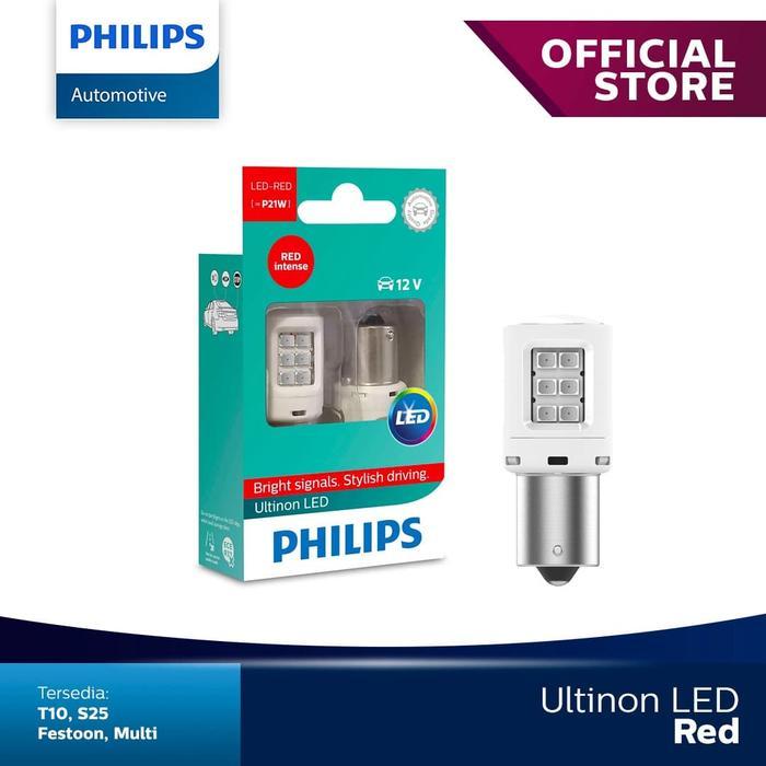 Philips Ultinon Led P21W S25 Lampu Malam Rem Stop Mobil Warna Merah