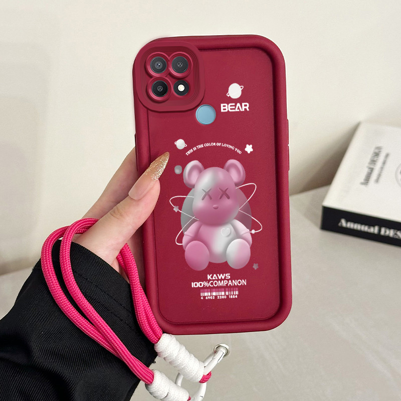 Casing Hp untuk OPPO A15 A15s A35 4G Case Casing HP Softcase Ponsel Soft Shell dengan Tali Silikon K