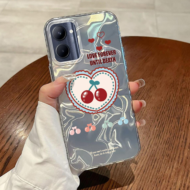 Casing Hp Untuk Realme C33 Case Hati ceri kartun Laser Watery Lovely Kesing Kasing Cesing Silikon So