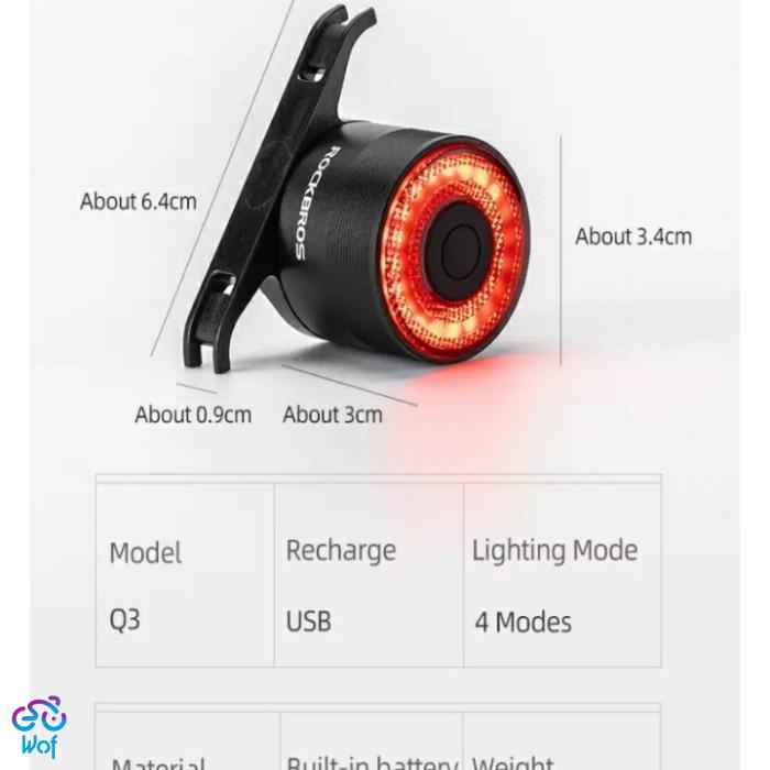 Lampu Sepeda Rockbros Q3 Smart Bike Lamp + 2ckets Rockbross not Q5
