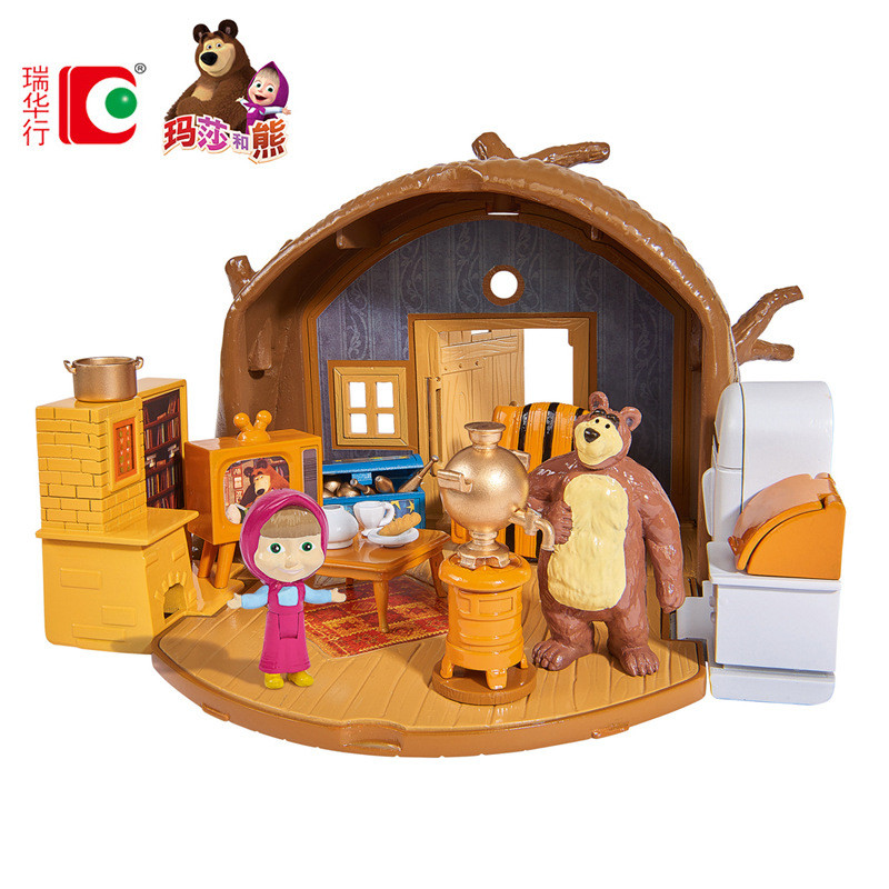 New Masha and the Bear hand-made doll children's dollhouse set model play house toy children's gift