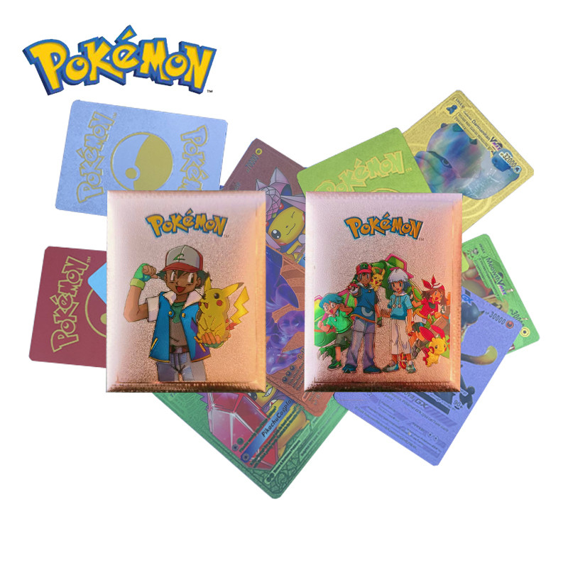 Pokemon Pikachu Colorful Color English Spanish Gold Foil Card Game Card Anniversary Children' Collec