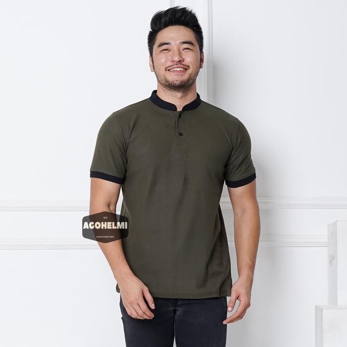 PROMO (GGV) POLO SHIRT KAOS POLO PRIA KERAH SHANGHAI HIJAU ARMY TNI JUMBO BIG SIZE DESAIN STYLISH