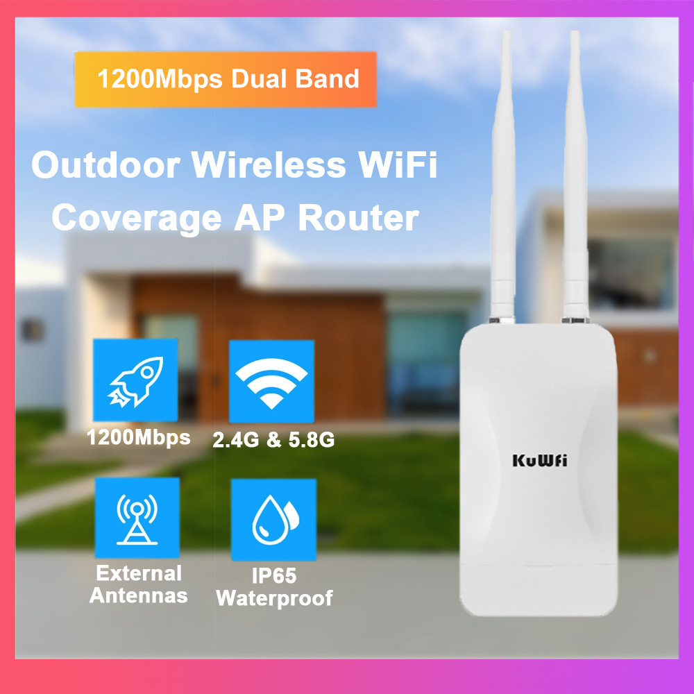 Kuwfi 1200Mb Outdoor Ap Router Dual Band Wireless Wi-Fi Access Point Ap Router High Gain External