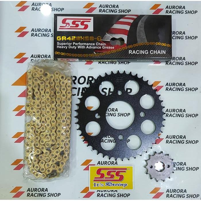 Limited Gear Set Sss Black Cbr 150 R Cb 150 R Sonic & Rantai Sss 428 Hsbt Gold Terlaris