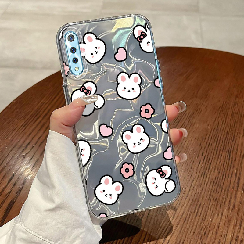 Casing Hp VIVO S1 VIVO S1 Pro Case Casing Pola Kelinci Putih HP Kasing Kasus ponsel transparan mewah