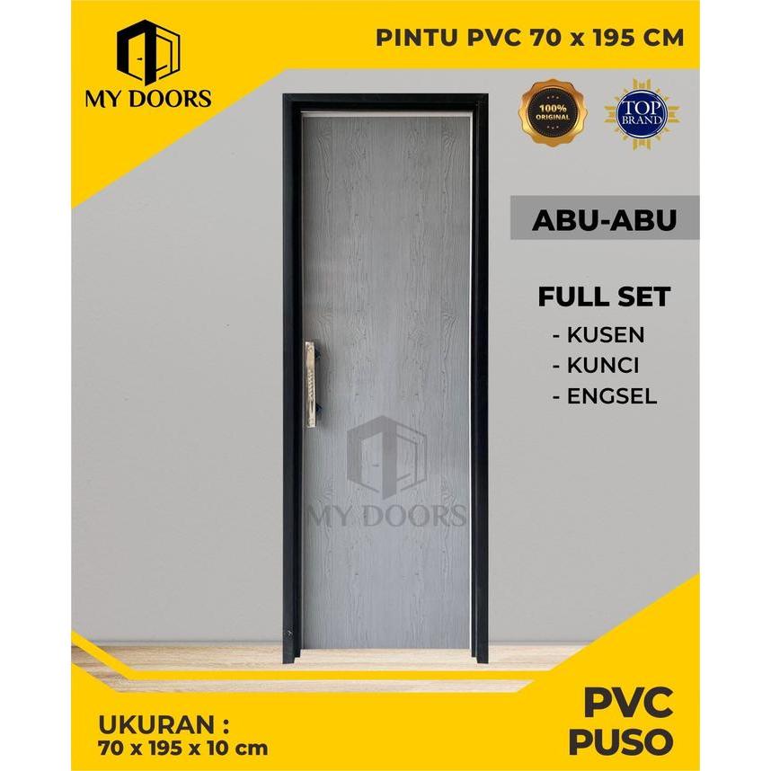 Pintu Kamar Mandi PVC Bahan Tebal Polos Minimalis Dengan Handle Mewah