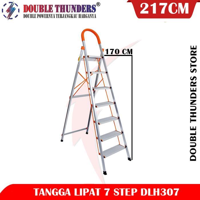DT DLH307 Tangga Lipat Aluminium 170CM House Hold Ladder 7 Step Kokoh Anti-Slip & Anti-Scratch