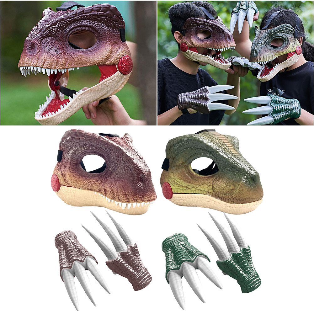 Moving Jaw Dino Mask with Dinosaur Scream 3D Dinosaur Mask Lifelike Dinosaur Mask Headwear for