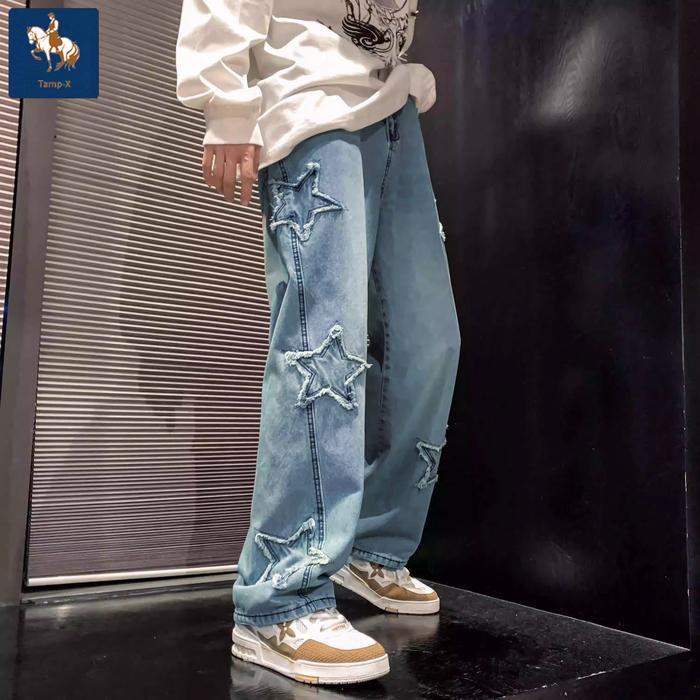 8zg8- Tamp-X Oversize Skena Celana Jeans Pria Baggy Denim Jumbo Loose Jeans Korean Style