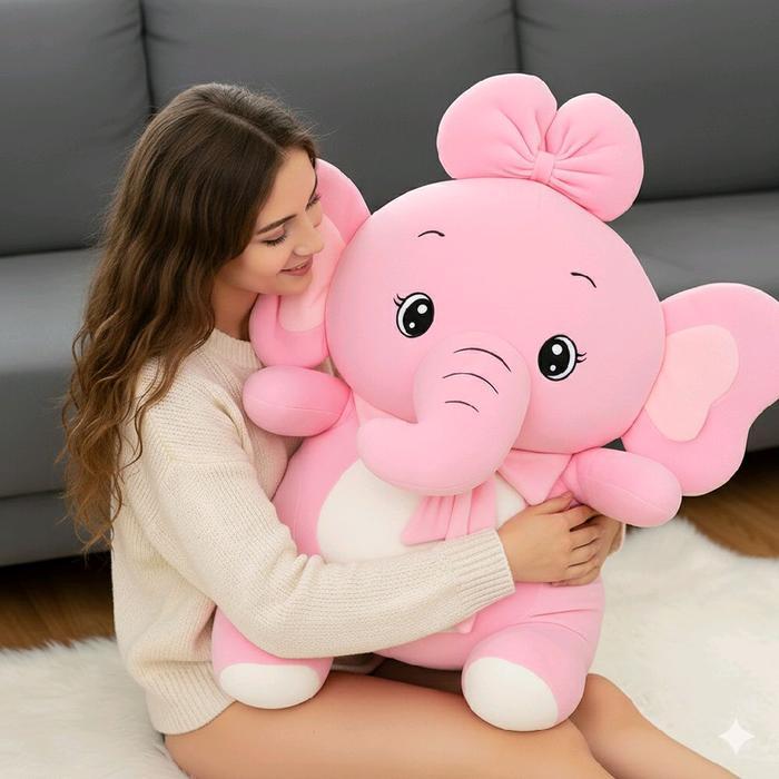 Boneka Gajah Jumbo Lucu 100% Original Dolls Kado Desain Menggemaskan Warna Pink Bahan Berkualitas