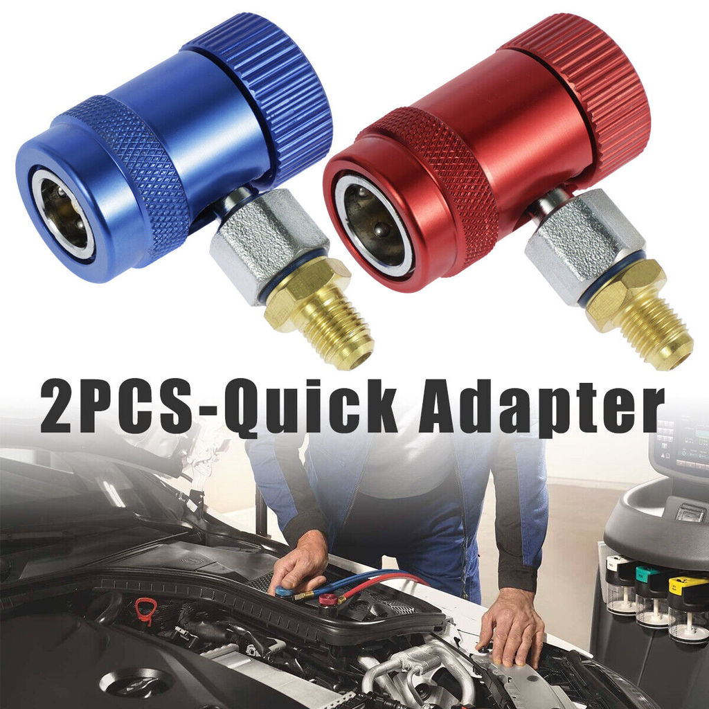 2Pcs R1234yf Auto Car Quick Coupler Connector Adapters Air Conditioning Refrigerant Adjustable AC