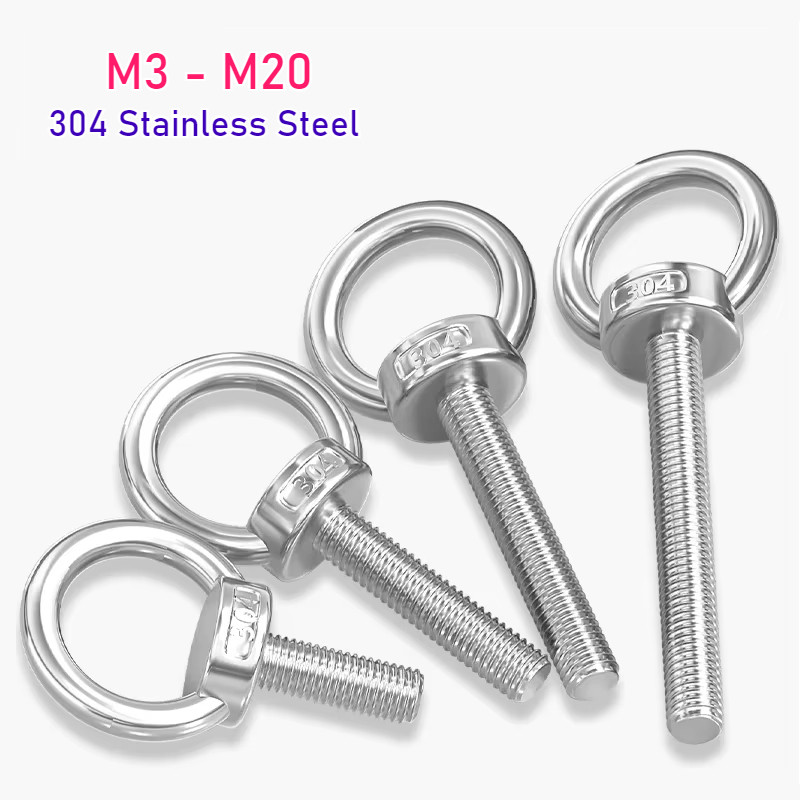 M3 M4 M5 M6 M8 M10 M12 M14 M16 M18 M20 304 Stainless Steel Eye Bolt Marine Lifting Eye bolts O-ring