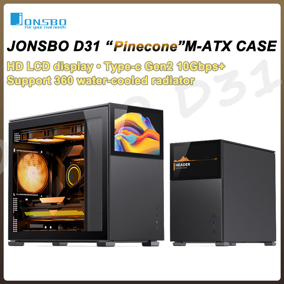 JONSBO Pinecone D31 M-ATX Computer Case Mesh Side Transparent ATX With Display Screen Games Chassis