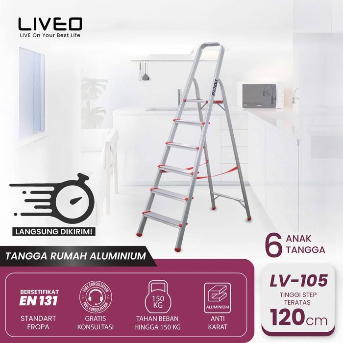 Tangga Rumah Lipat Alumunium Liveo Lv-106 / Tangga 6 Step