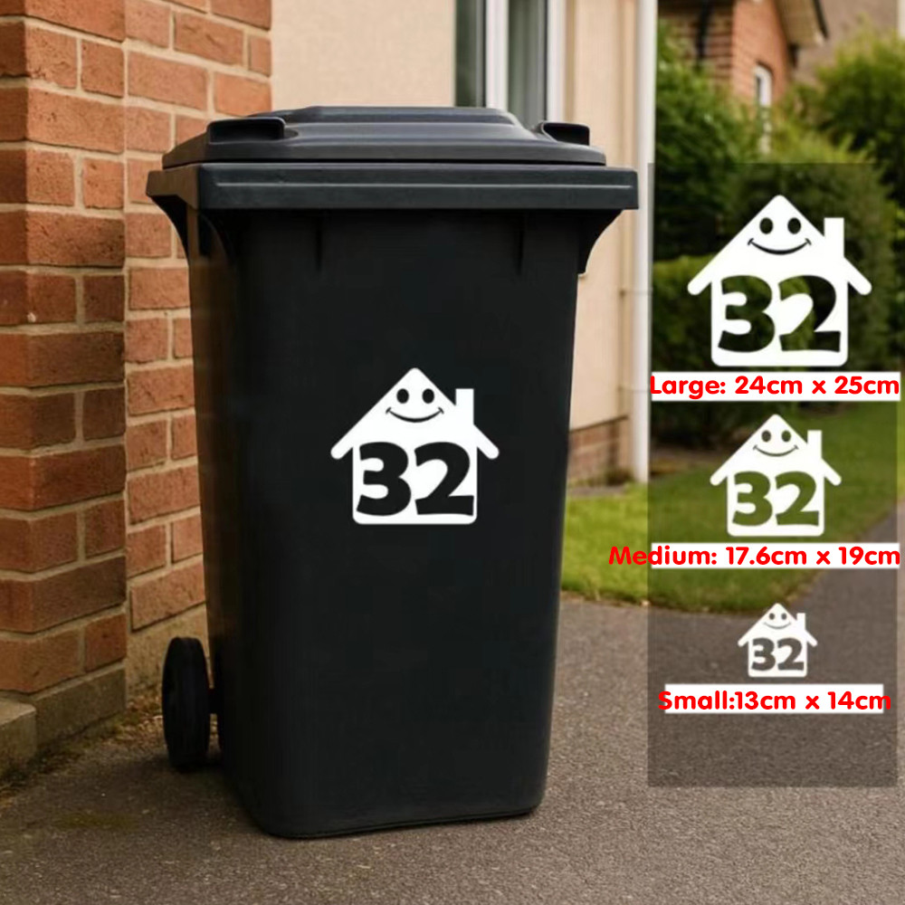 4Pcs Cartoon Cute House Number Vinyl Stickers Custom House Number Wheelie Bin Stickers DIY Container
