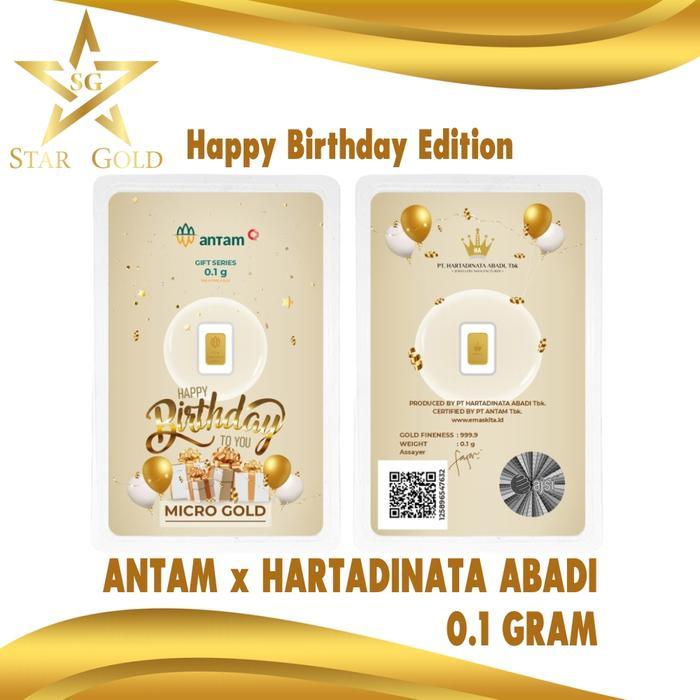 Logam Mulia Micro Gold Antam Hartadinata 0.1 Gram Birthday Gold Series