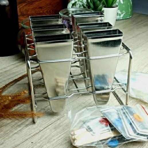 mq3a- Popsicle Ice Cream Mould Stainless 6Pcs With Rack Cetakan Es Loli Mold