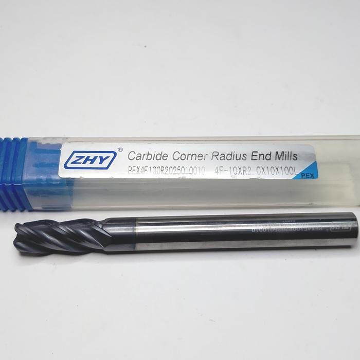 Menarik Endmill 10Mm Cornes Radius R2 Flut 4 Carbide Enmil D10Mm R2 Long100L Terlaris