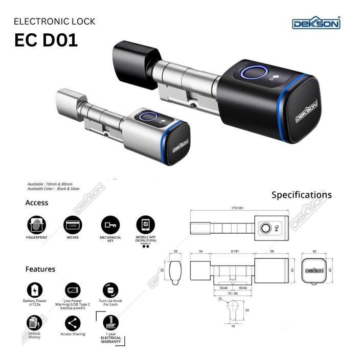 DEKKSON ELECTRONIC CYLINDER SILINDER KUNCI PINTU DIGITAL ED D01