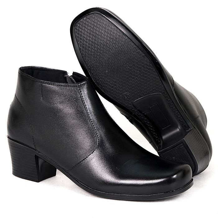 Sepatu formal PDH boot wanita kulit asli hitam high heels / UCC 003