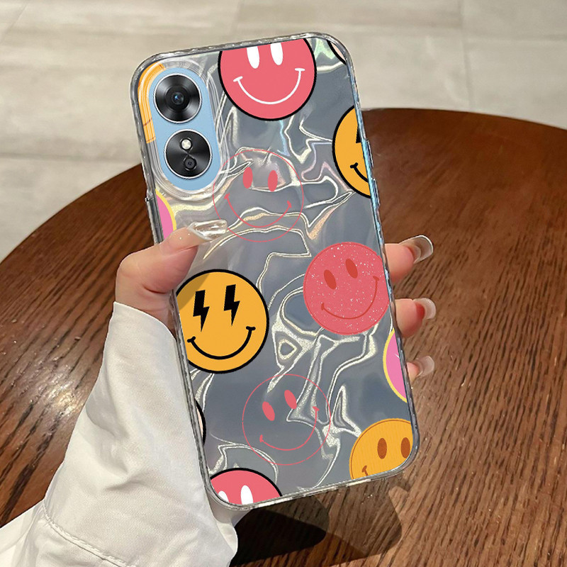 Casing Hp OPPO A17 OPPO A17K Case Casing Pola Bunga Kaminya HP Kasing Kasus ponsel transparan mewah 