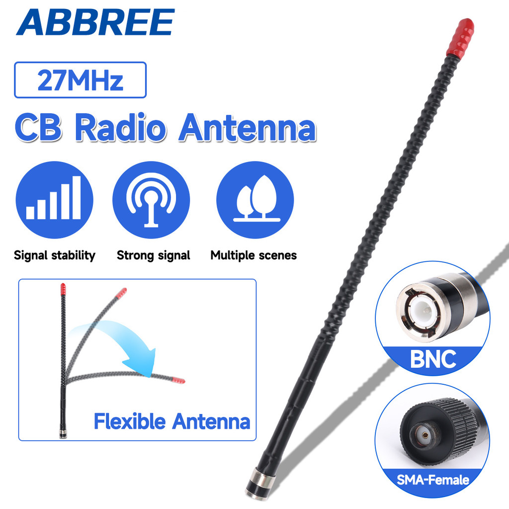 ABBREE CB Radio Antenna 27Mhz SMA-Female BNC Whip High Gain Antenna for Quansheng TK11 UV-98 PLUS