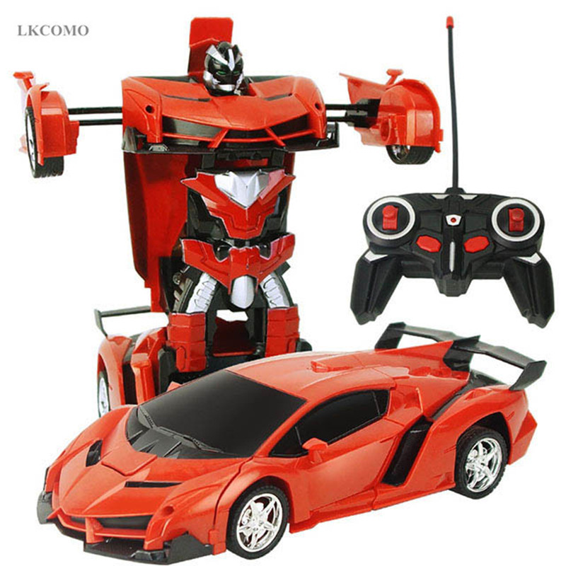 Led Light Cool Rc Car Transformation Robot Car 1:18 Deformation Rc Car Toy Electric Robot Cars