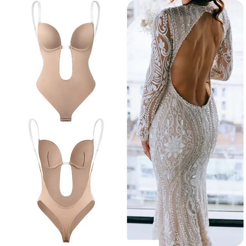 Women Full Body Shaper Bra Backless Bodysuit Thong Invisible Shapers Tummy Control Shapewear Girdles
