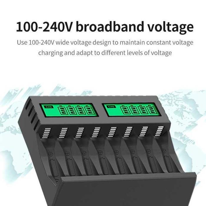 a14c- Charger 8 Slot Battery Energizer Aa / Aaa + 4 Battery Aa 2000 Mah