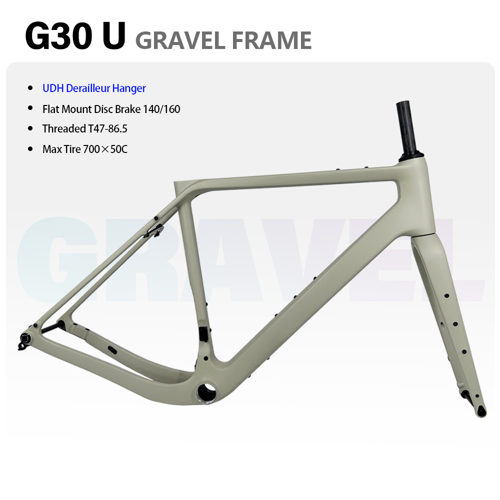 2024 G30U Carbon Gravel Bike Frame UDH Derailleur Hanger Treaded T47 Full Hidden Cable Gravel
